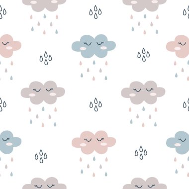 Bulutsuz, şirin bir arka plan. Beyaz arka planda kirpik bulutu olan çocuklar yazdırır. Çocukların doğum günü kartı, duvar kağıdı ya da kumaş tasarımları, bebek partisi davetiye şablonu.