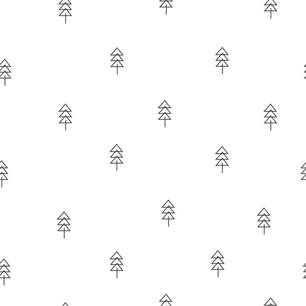 Вектор Рука Намальована Безшовним Візерунком Сосновими Деревами Чорно Білий Каракулі — стоковий вектор