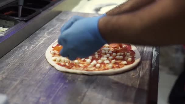 Chef Prepara Pizza Cucina — Video Stock