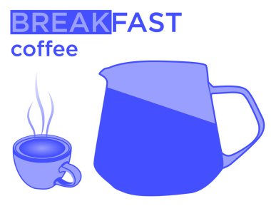 coffee, breakfast new concept with silhouette blue 