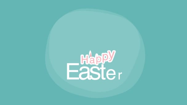 Happy Easter with fun rabbit on blue color