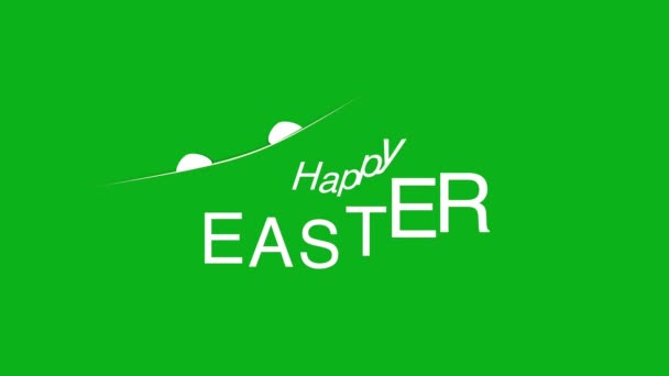 Happy Easter with fun white rabbit on green color