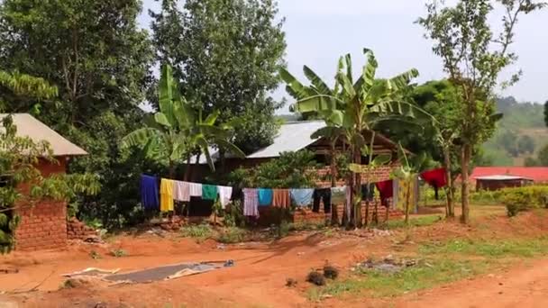 Clothes Being Dried Hanging Rope Laundry African Village High Quality — 图库视频影像