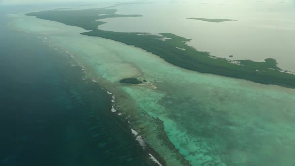 Drone Shot Epic Lighthouse Reef Giant Marine Atoll Caribbean Sea — 비디오