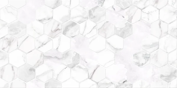 Fundo Mármore Branco Com Padrão Hexagonal — Fotografia de Stock