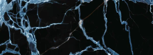 Marble Blue White Veins Black Background — Stockfoto