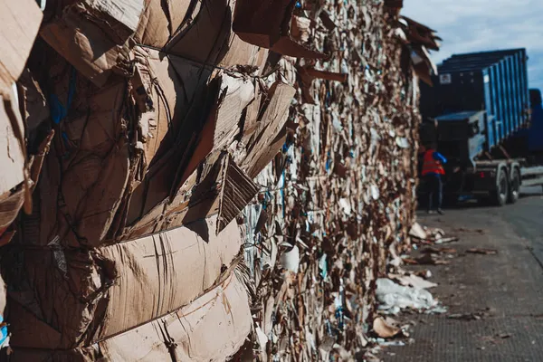 Büyük miktarda atık kağıdın yakın plan fotoğrafı..