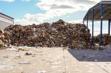 Büyük miktarda çöp ve çöpün sokaktaki çöplükte çekilmiş fotoğrafı..