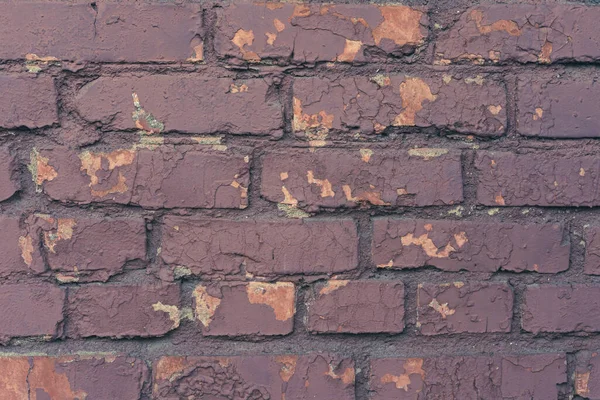 Eski Kirli Kırmızı Tuğla Duvar Arka Planının Yıpranmış Dokusu Bina — Stok fotoğraf
