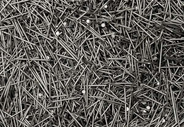Photo Lots Gray Metal Nails Background Texture Hardware Store — Stock Photo, Image