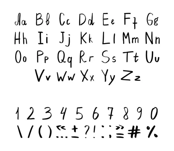 Векторний Набір Текстурованих Грандж Букв Цифр Знаків Пунктуації Вашого Шрифту — стоковий вектор