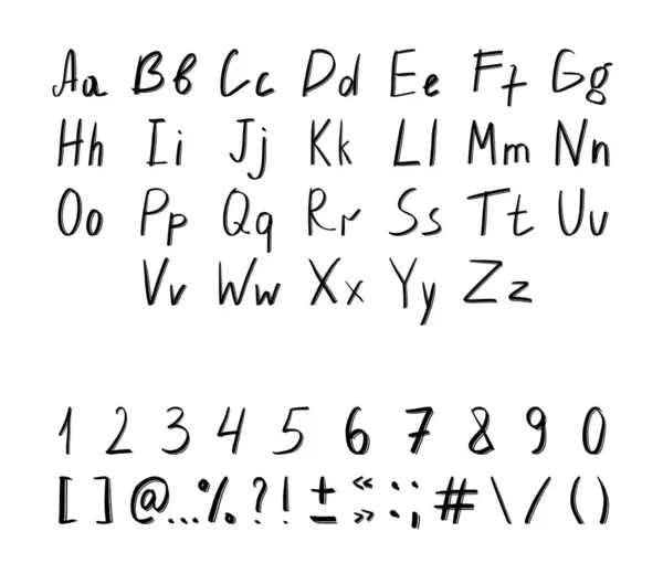 Set Vettoriale Lettere Testurizzate Grunge Numeri Segni Punteggiatura Tuo Font — Vettoriale Stock