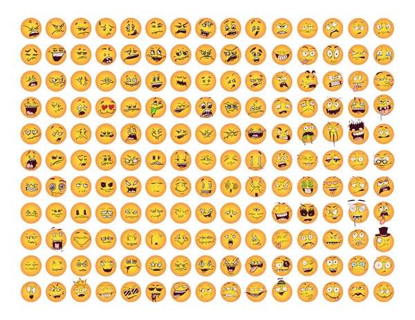 Een Stel Grappige Griezelige Gekke Lelijke Emoticons Originele Glimlach Voor — Stockvector