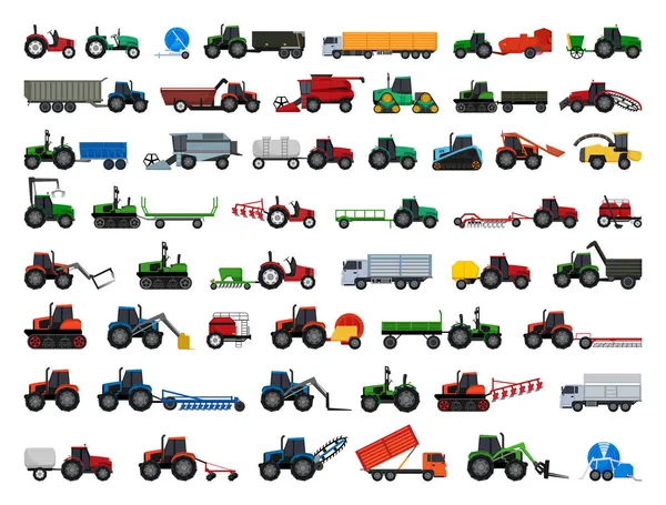 Collecte Vectorielle Machines Agricoles Transport Illustrations Détaillées Véhicules Spéciaux — Image vectorielle