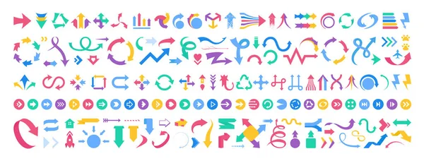 Vector Collection Colourful Arrows Big Set Pointers Signs Cursors Navigations — Stock Vector