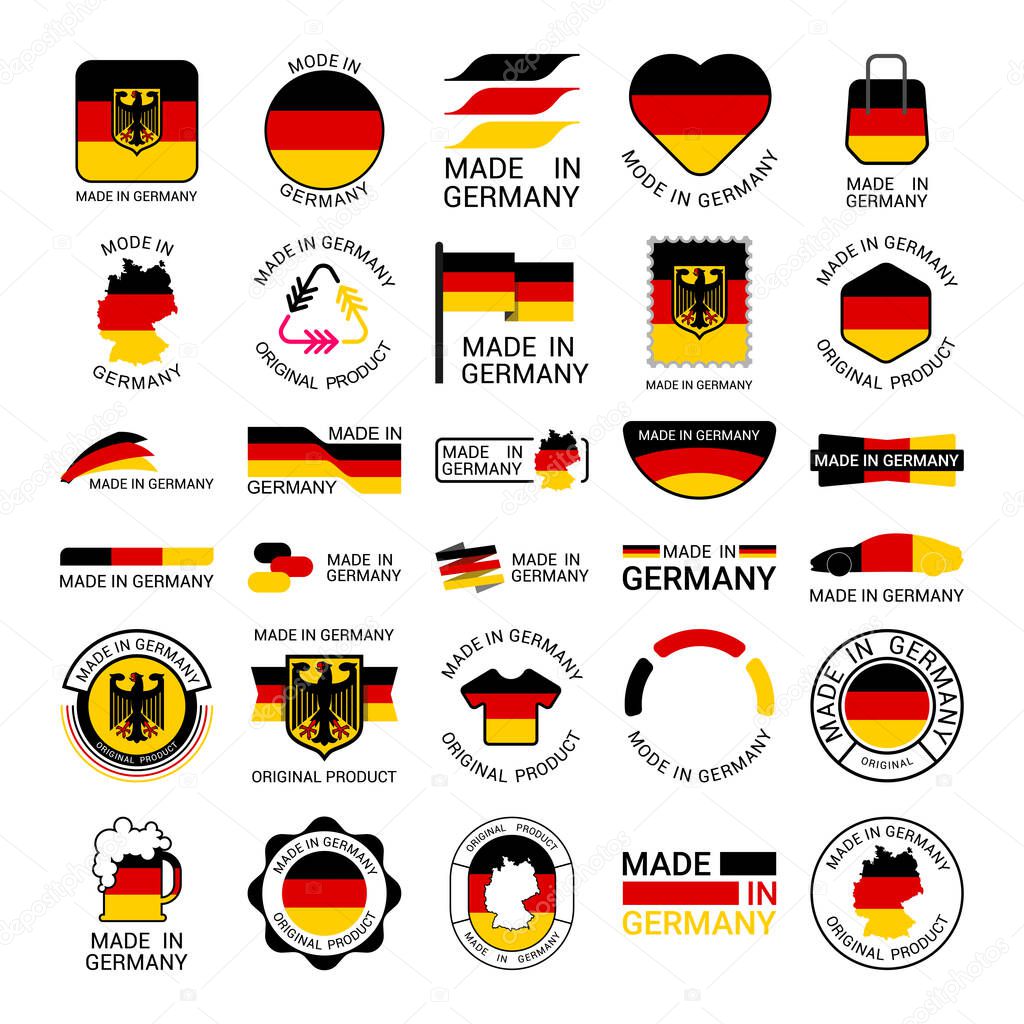 Made in Germany. Collection of German logos and stickers.