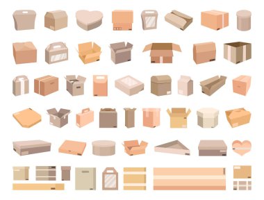 Karton kutu ve paketlerin vektör koleksiyonu.