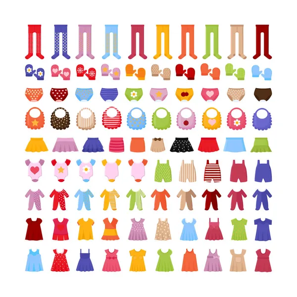 Collection Colorée Vêtements Pour Enfants Style Plat — Image vectorielle