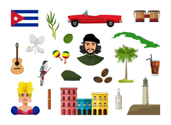 Vektorobjekte Die Mit Kuba Verbindung Gebracht Werden Illustrationen Von Kubas — Stockvektor