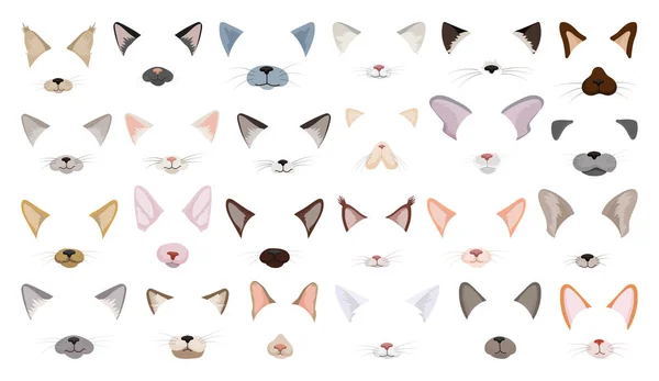 Colección Máscaras Para Gatos Bozales Gatos Raza Pura Para Aplicaciones — Vector de stock