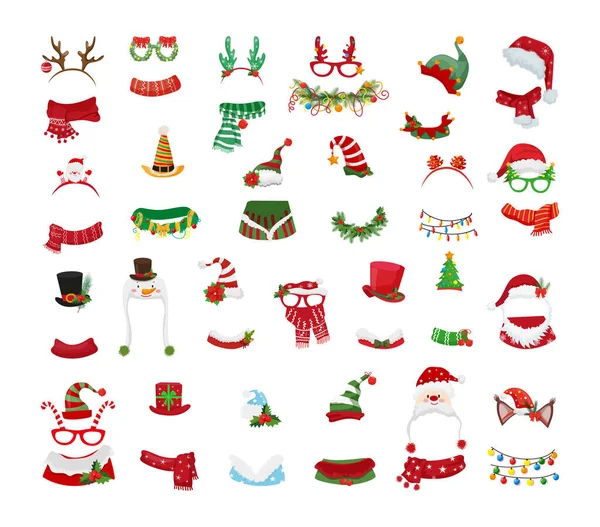 Web uygulamaları için ayrıntılı Noel maskelerinin vektör koleksiyonu.