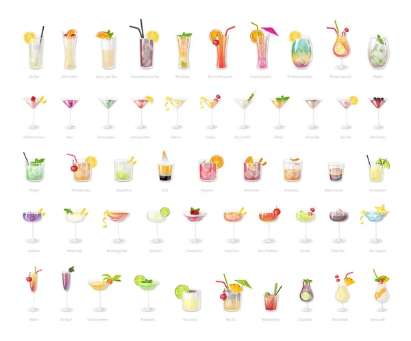 Collection Cocktails Réalistes — Image vectorielle