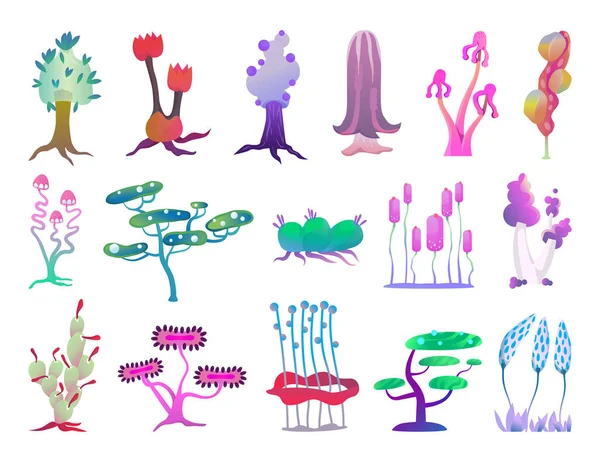 Милі Фентезійні Ілюстрації Рослин Абстрактні Казкові Дерева — стоковий вектор