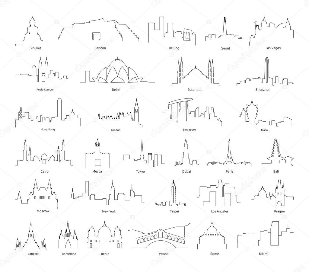 Collection of linear panoramas of cities of different countries.