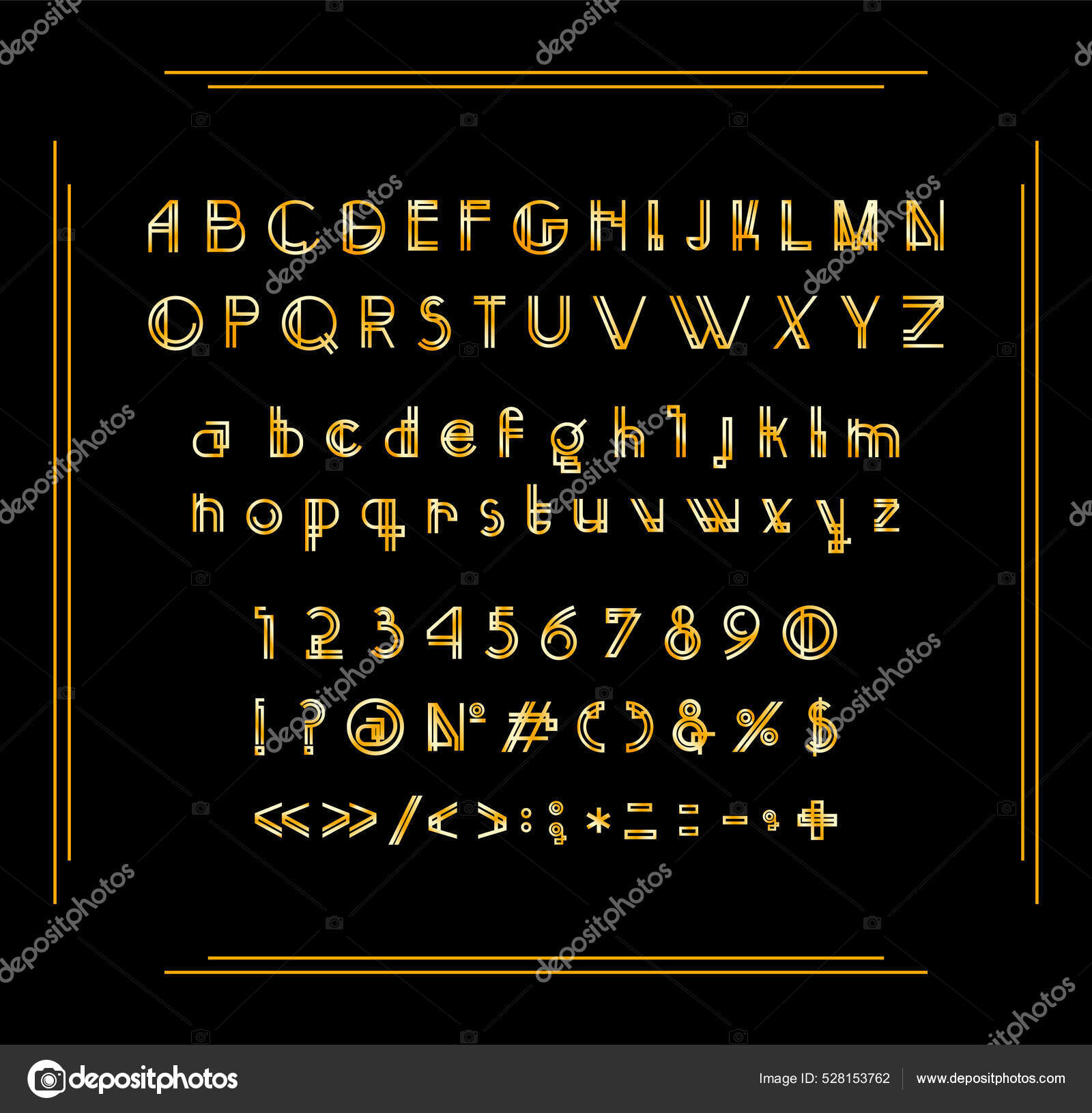 Collection Numbers Letters Punctuation Marks Retro Style Art Deco Font  Stock Vector by ©n.style 528153762