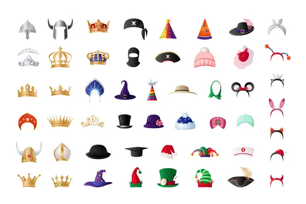 Collection Vectorielle Chapeaux Pour Applications Web Masques Colorés — Image vectorielle