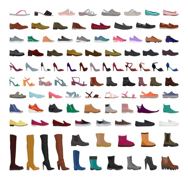 Coleção Vetorial Mulheres Homens Sapatos —  Vetores de Stock