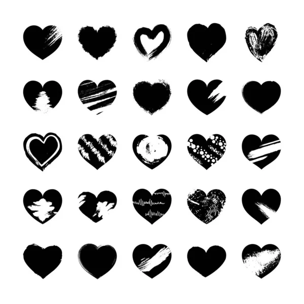 Συλλογή Διανυσματικών Πλαισίων Καρδιάς Grunge Σετ Από Γεμίστε Και Κενές — Διανυσματικό Αρχείο