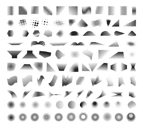 Vector Collection Meshes Different Shapes Abstract Dotted Backgrounds — Stock Vector