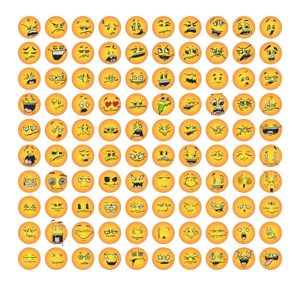 Una Serie Strane Inquietanti Pazze Brutte Emoticon Sorrisi Originali Applicazioni — Vettoriale Stock