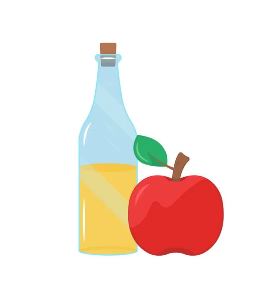 Illustration Vectorielle Vinaigre Cidre Pomme Additif Alimentaire Sur Fond Blanc — Image vectorielle