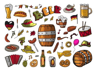 Oktoberfest koleksiyonu elle çizilmiş. Alman bayramı için resim.