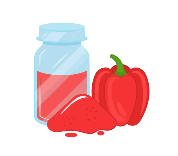 Illustrazione Vettoriale Botlle Con Paprica Additivo Alimentare Fondo Bianco — Vettoriale Stock