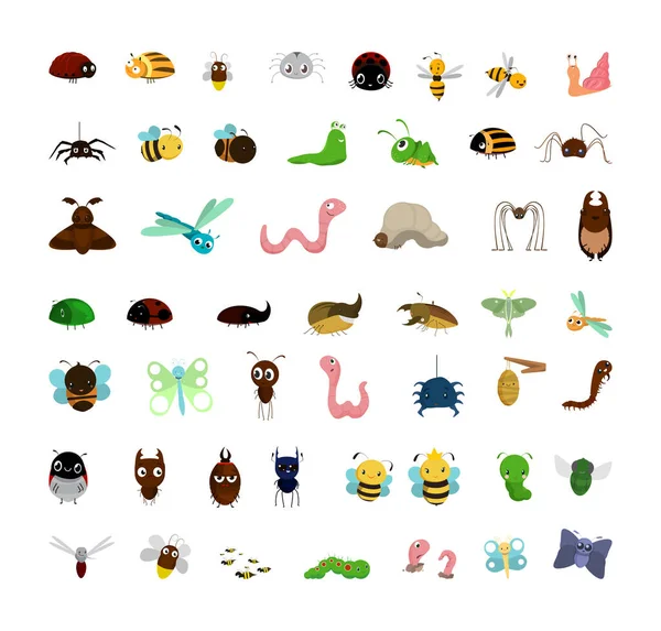 Çizgi film koleksiyonu komik böcekler. Çocuk kitapları için karakterler.