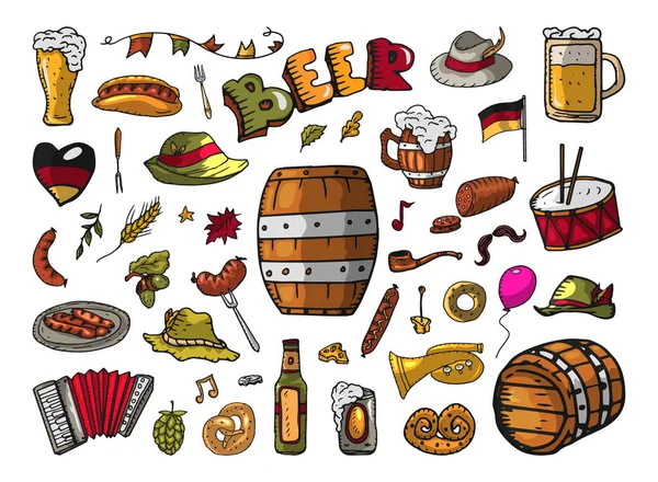 Oktoberfest koleksiyonu elle çizilmiş. Alman bayramı için resim.