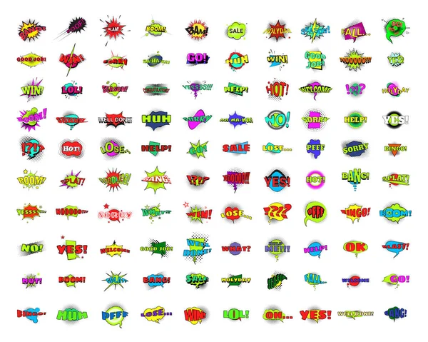 Коллекция Ретро Баннеров Комическими Фразами Яркие Пузыри Текстом — стоковый вектор