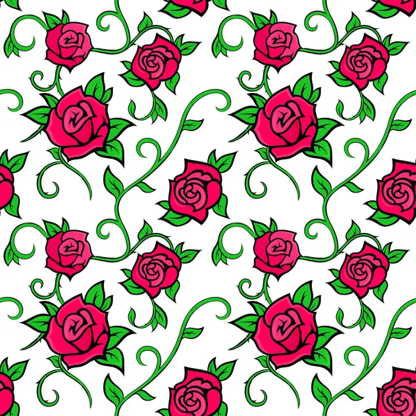 Güllerle kusursuz bir desen. Davetiyeler, tekstil ürünleri, tatil kartları ve herhangi bir tasarım için çiçek süsü. Çiçekler, yaşamlar ve bitkilerle grafiksel şablon.