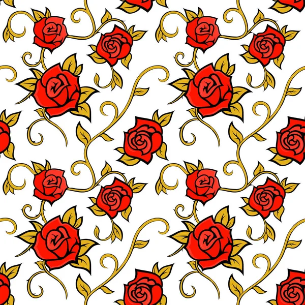 Güllerle kusursuz bir desen. Davetiyeler, tekstil ürünleri, tatil kartları ve herhangi bir tasarım için çiçek süsü. Çiçekler, yaşamlar ve bitkilerle grafiksel şablon.