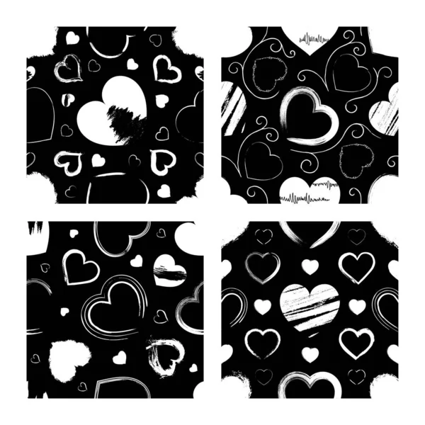 Колекція Безшовного Візерунка Сердечками Текстурованими Рамками Шпалери Елементами Графіті Текстильної — стоковий вектор