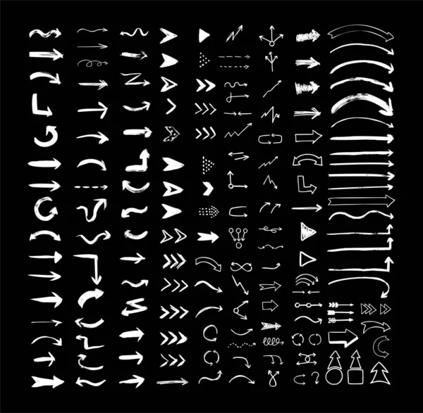 Colección Vectorial Flechas Texturizado Gran Conjunto Punteros Grunge Signos Cursores — Vector de stock