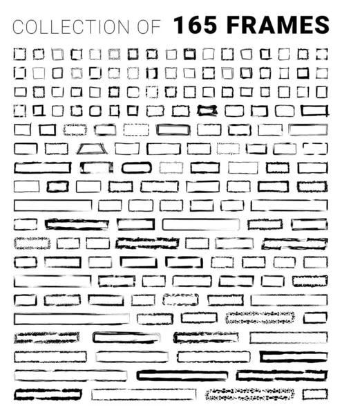 Колекція Фактурних Квадратних Рамок Ізольованих Білому Тлі Набір Чорних Шаблонів — стоковий вектор