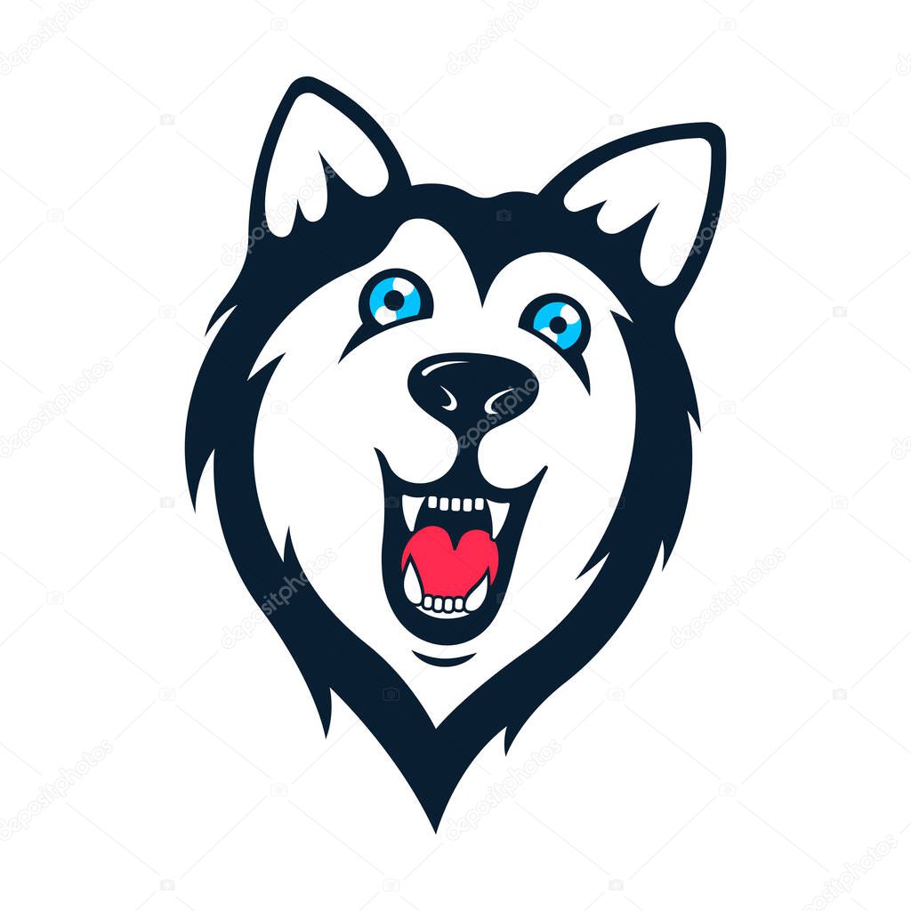 Siberian husky stickers. Dog in different emotions. Illustrations for prints, logos, websites, and apps.