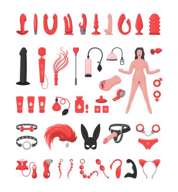 Seks oyunları, cinsel aletler ve makineler, dildolar, vibratörler, kayganlaştırıcılar, esaret, iç çamaşırı, anal, vajinal ve oral eşyalar erkekler, kadınlar ve çiftler için. Tarz düzlüğü ve gerçekçilikle ayarlandı.