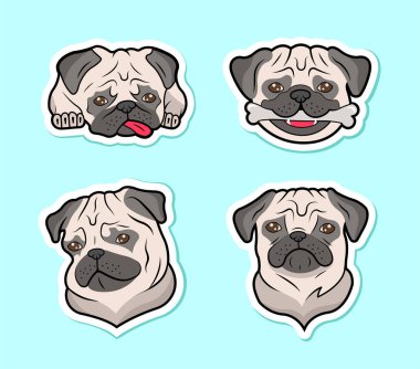 Bir dizi Pug Çıkartması