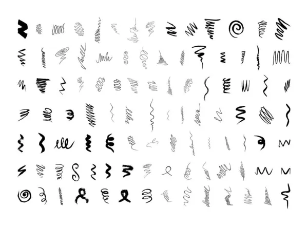Colección Garabatos Texturizados Con Marcador Pluma Espirales Ondas Texturizadas — Archivo Imágenes Vectoriales