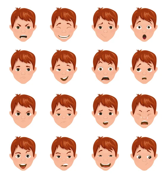 Farklı duyguları olan genç avatarlar koleksiyonu. Tatlı çocuk karakteri..